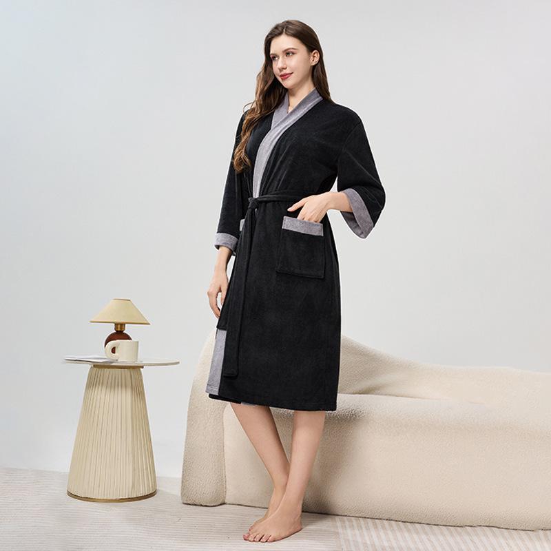 Unisex Jacquardfleece Badrock - Lång, Förtjockad, Plus Size Pyjamas för Höst & Vinter.