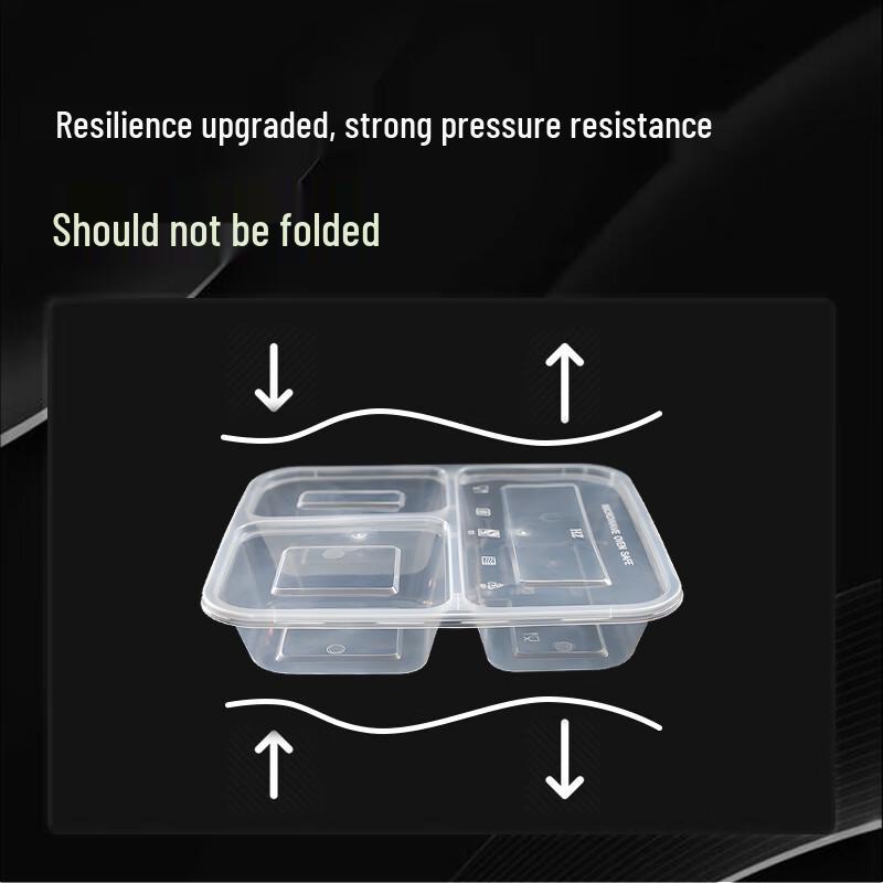 Disposable 3-Compartment Microwavable Lunch Boxes