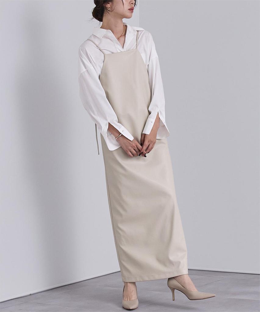 Yours Faux Leather Overall Dress Light Beige BGXU1932, Women's, Medium,