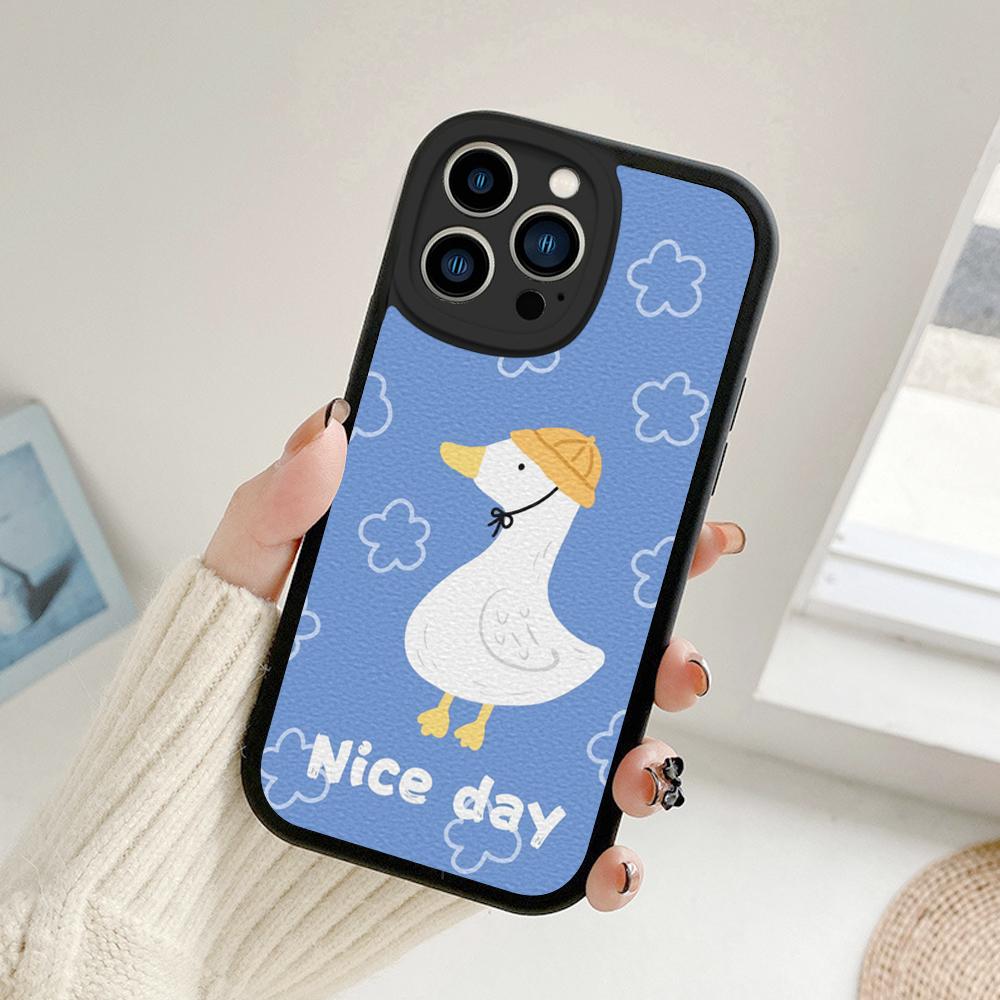 Huse de telefon cu pictură în ulei de rață de desene animate pentru Iphone 14 13 11 12 Pro MAX 13 12 MiNi 7 8plus 14 13 11PRO X XS 12 11 XR Huse din piele de miel