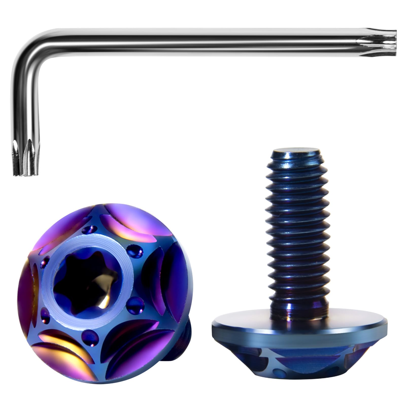 Litorange Titanium Alloy License Plate Bolts with Star Hexagonal Hole Bolt License Frame Titanium M6