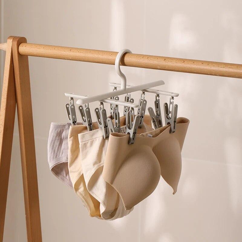 Socks Drying Rack with 10 Clips Multi-Function Dormitory Student Home Balcony Drying Clips Underwear Drying Clips
