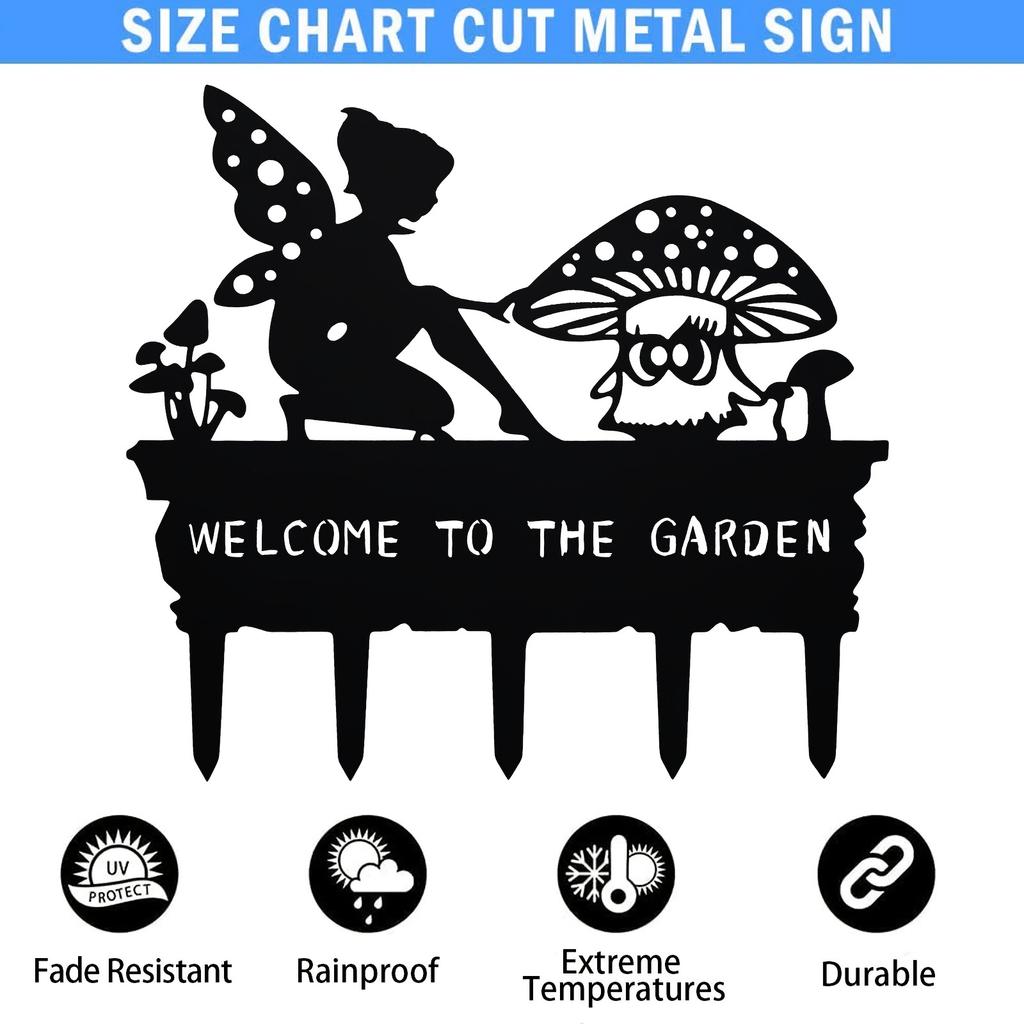 1pc Metal Fairy Garden Stake Halloween Fall Decor Gift for Gardeners Christmas New Year