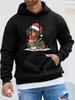 Dachshund Christmas Hat Cute Streetwear Print Casual Sport Outdoor Unisex Hoodie Long Sleeve Sweatshirt Unisex Top Autumn/Winter Apparel