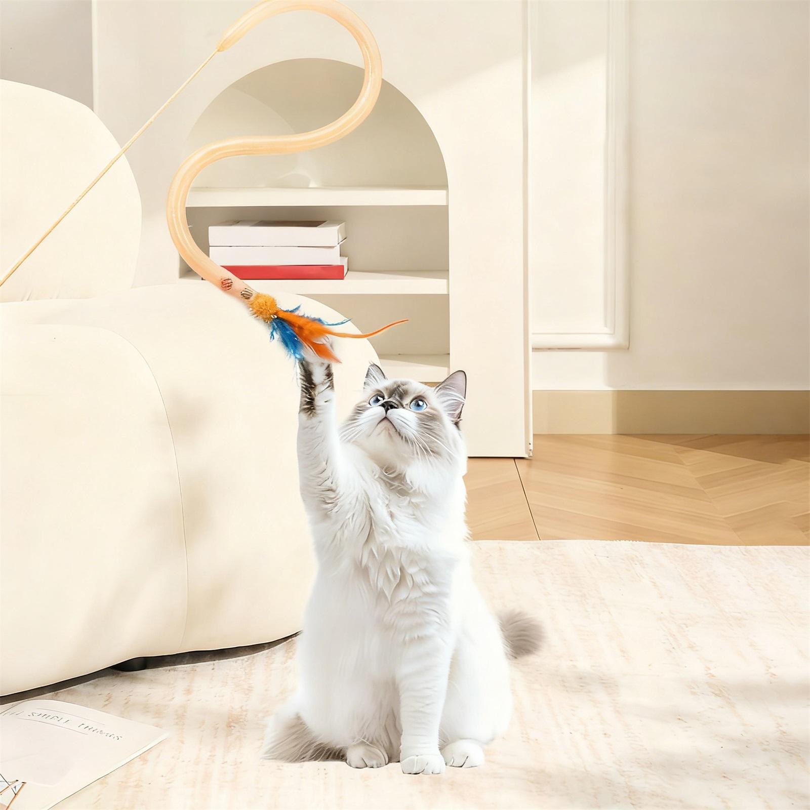 

Elastic Feather Teaser Wand, Interactive Toys Feather Toy, Retractable Indoor S Wand Toys, Built-in Beads, Fun Exerciser Playing Toy For Indo One Size