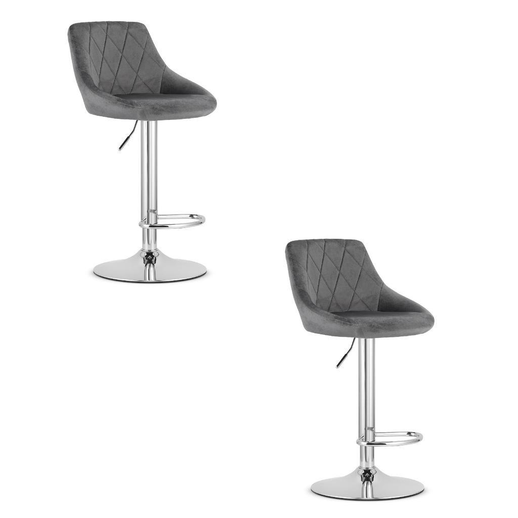 KAST stool - velvet gray / chrome base x 2