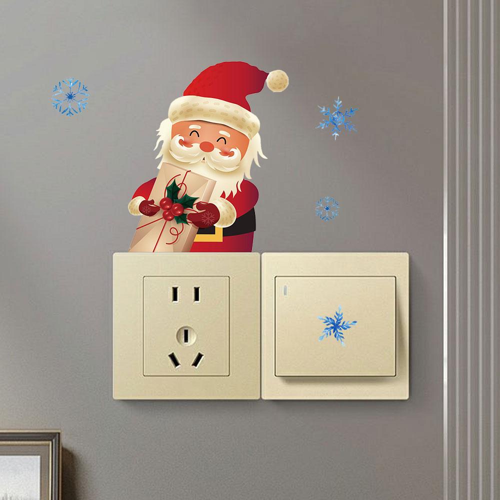 Luminous Switch Sticker Santa Claus Decor Wallpaper Wall Decals Living Room