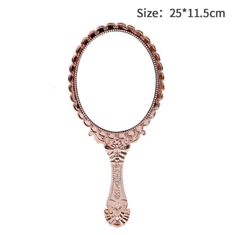 

Винтажное резное портативное косметическое зеркало с ручкой для зеркала для спа-салона, зеркало для макияжа розового золота