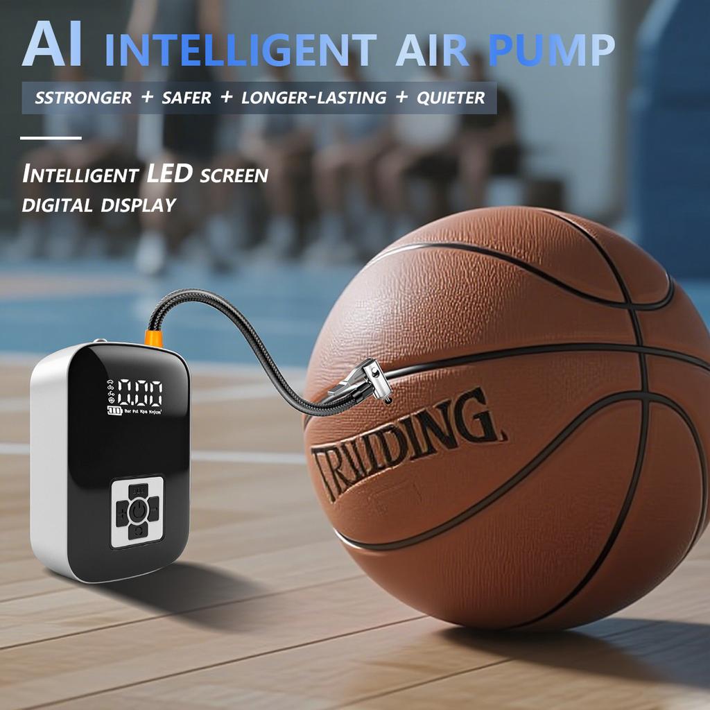 Portable Wireless Digital Air Pump for Car Motorcycle Bike Tire Inflator with Auto Stop Charging Smart Electric Pump White