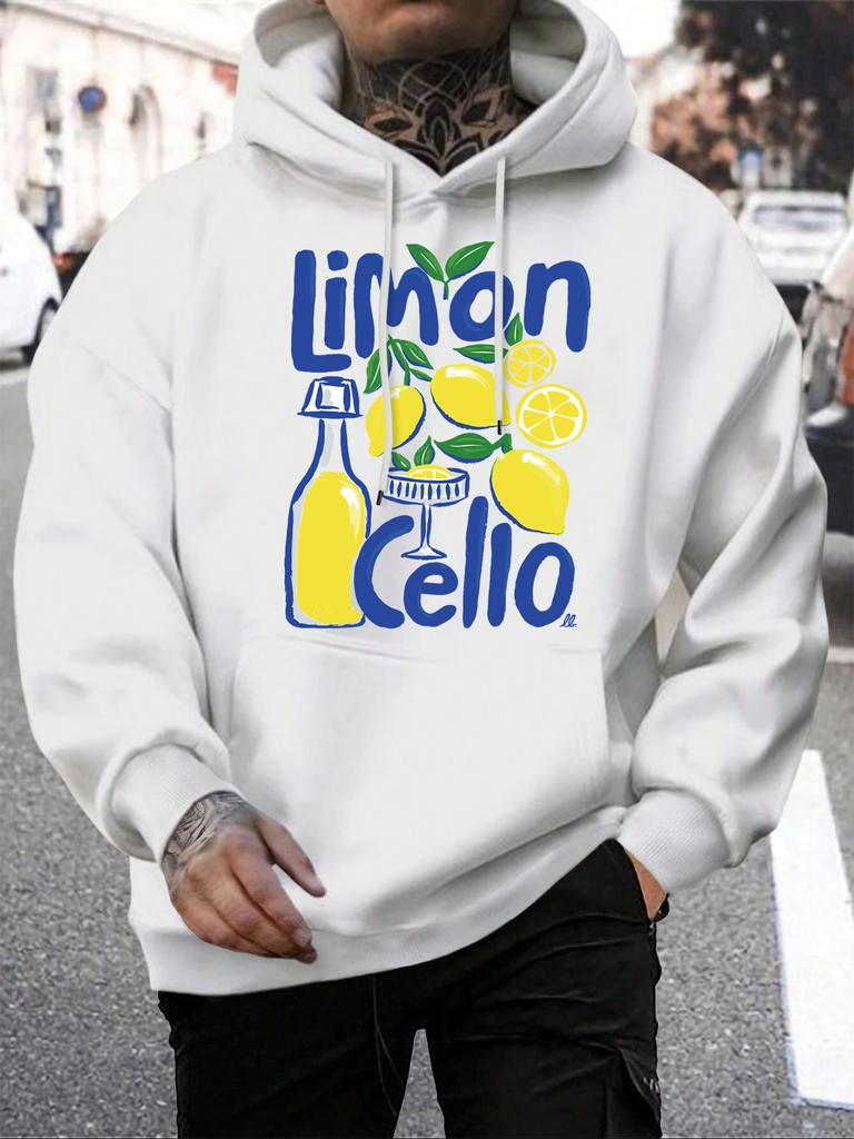 Lemon Cello Fruchtgetränke Druck Herren Hoodies Hip Hop Locker Streetwear All-Match Fleece Kapuzenpullover Herbst Mehrfarbig Sportbekleidung