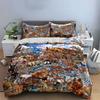3Pcs Noah's Ark Animal Bedding Set, Colorful Jungle Animals on the Ark Print Duvet Cover + 2 Pillowcases, Kids' Biblical Decor
