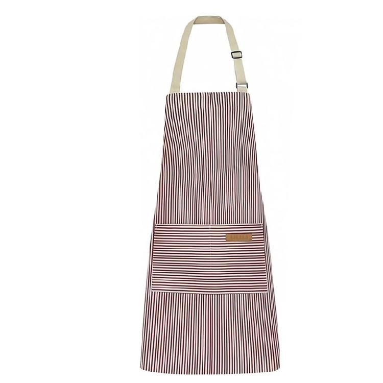 Polyester Striped Apron Adjustable Neck Tie with Two Front Pockets For Gardening Cooking Restaurant Work And Home Chores