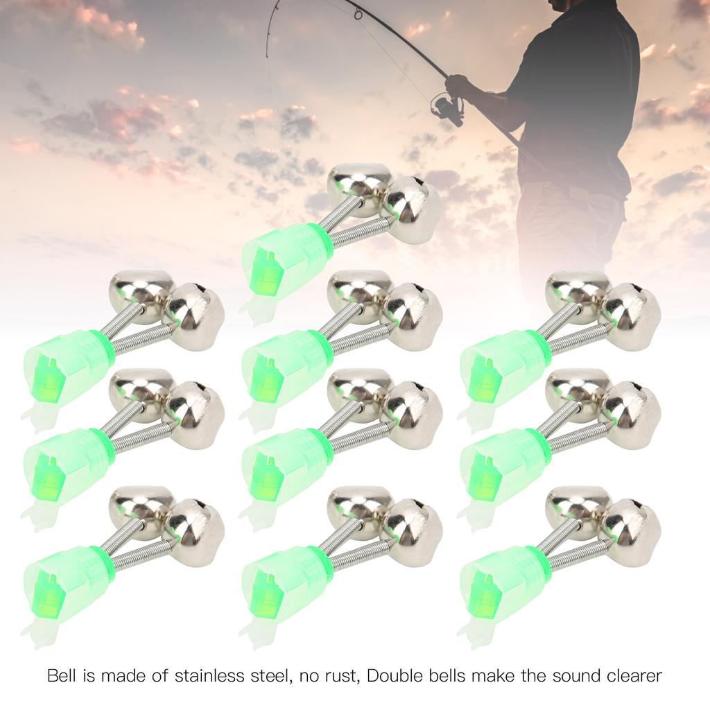 10PCS Fish Bite Alarm, Outdoor Fishing Rod Bite Alarm, Double-Coil Bell, Dedicated Bell, Fishing Bell