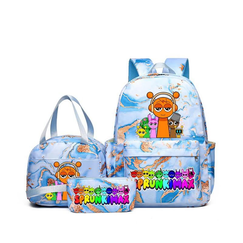 Sprunki Rhythm Box Cartoon Kids School Backpack Set With Lunch Bag Pencil Case Boys Girls