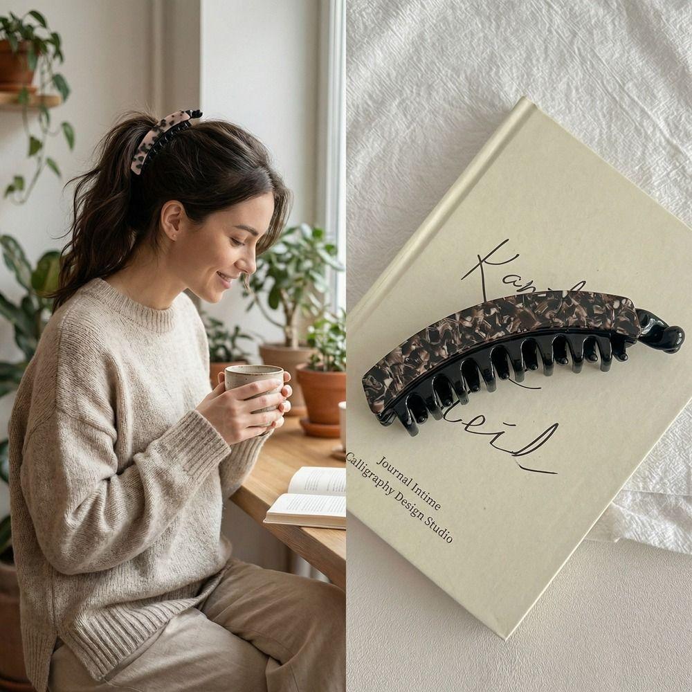 Geometric Leopard Print Hair Clip Acetic Acid Hairpin Fashion Vertical Clip  Female