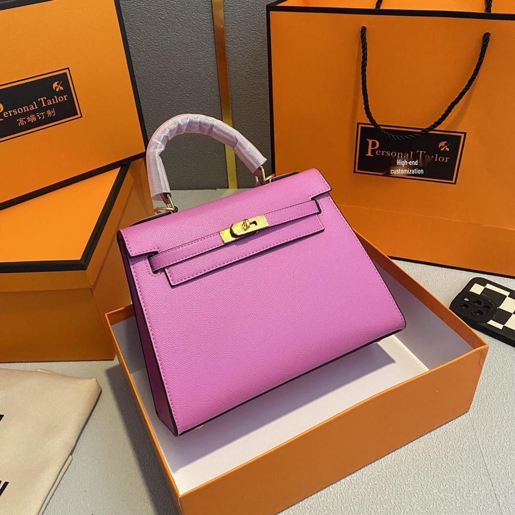 Bolso Kelly Color Caramelo: Bolso de Mano de Moda Europeo y Americano para Mujer, Bolso de Hombro Único o Cruzado de Gama Alta