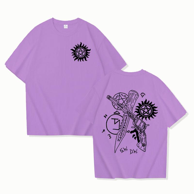 Hot TV Supernatural Print Short Sleeve T Shirts Men Women Shirts Summer Short Sleeved Male T-shirts Comfy Soft Shirts Loose Tops