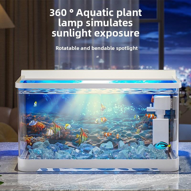 New Small Desktop Aquarium Eco Background Sticker Fish Tank for Living Room All-in-One Goldfish Bowl Compact Decor Home Aquarium