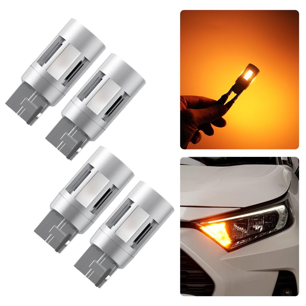 GIMUYA T20 Stealth LED Turn Signal Bulbs with Single Vehicle Inspection Short Cooling Noise 4 CPS1860 Low Replacement for OEM Pack of 4 Built-in