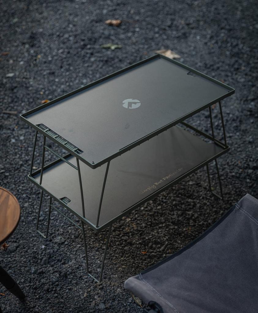 Camping Moon KAHKI Field Rack Khaki Color Ground Rack Folding Rack Steel with Storage Bag 2 of 2 Aluminum Top Plate (CAMPING MOON) T-233 Pieces/Set