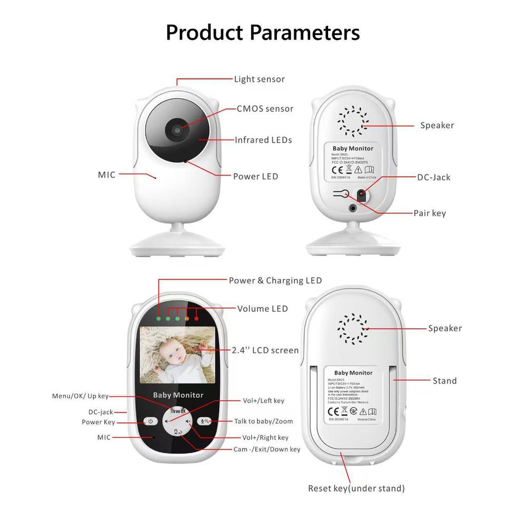 2.4-inch Two-Way Audio Baby Monitor with Lullabies