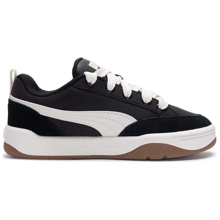 PUMA Park Lifestyle Textile, Split Cow Leather Abrasion Resistant Low top Skateboard Shoes Unisex Black White 397495-01