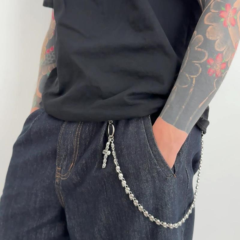 Vintage Metall Rock Punk Schlüsselanhänger Kette Damen Herren Totenkopf Goth Hose Hüftkette Jeans Schmuck Zubehör