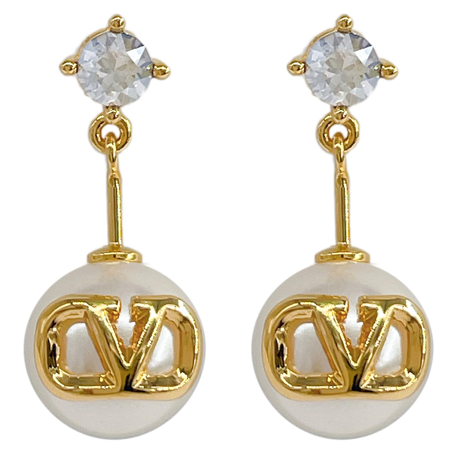 

Сережки-пусети Valentino V Logo Signature з металу, кристалів, смоли та перлів 5W2J0W80 HJY Y49 Золото/Кремовий/Прозорий [Товар]
