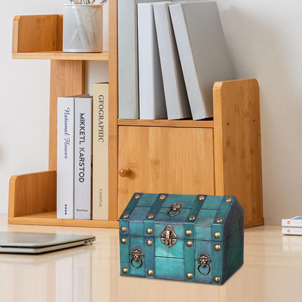 Vintage Storage Storage Organizer Crate With Lock Handmade Green Vintage Keepsake Box For Women Mother Home Bedroom Tabletop