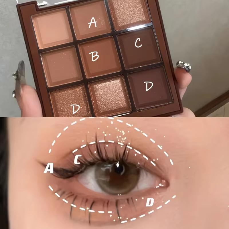 2025 Mocha Chocolate 9 Colors Eyeshadow Palette Matte Pearly Glitter Finish Makeup Chocolate Eye Shadow Palette