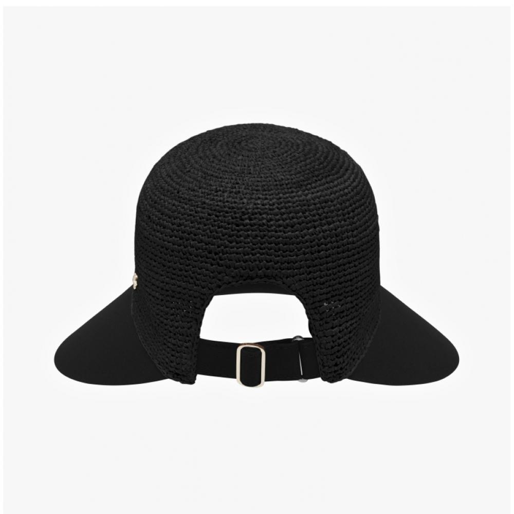 Helen Kaminski Blaze Charcoal Black Visor Sun Cap Hat50530