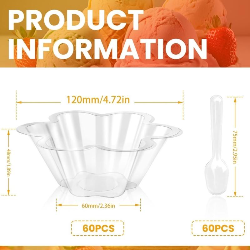 60Pieces Efficient Plastic Dessert Cups With 60 Matching Spoons Shatters Proof Ideal For Family Dining Event