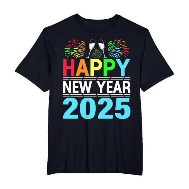 Šťastný nový rok 2025 3D tištěné tričko ležérní móda unikátní vzor tričko veselé Vánoce festival trendy populární tričko top