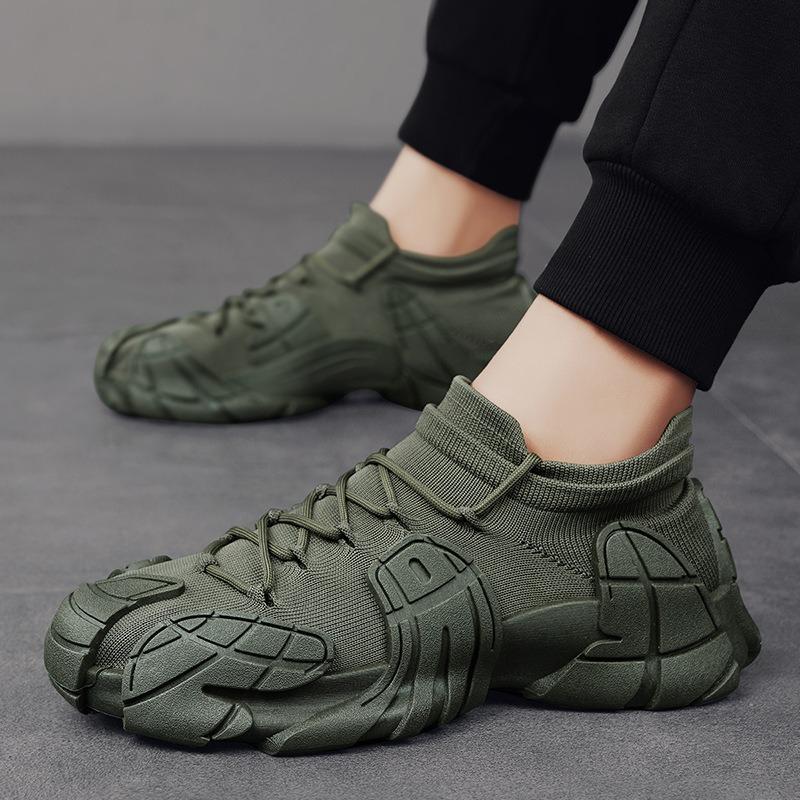 New Fly-woven Socks Shoes Men's Casual Sports Shoes Running Shoes Dad Shoes Splicing Breathable Thick-soled Muffin Shoes