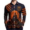 Men's Halloween Printed Long Sleeve Button Down Shirt for Party Costume