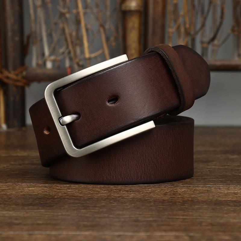 Belt Men's Korean-Style Simple Fashion All-Match Washed-out Vintage Genuine Cattlehide Leather Surface Belt