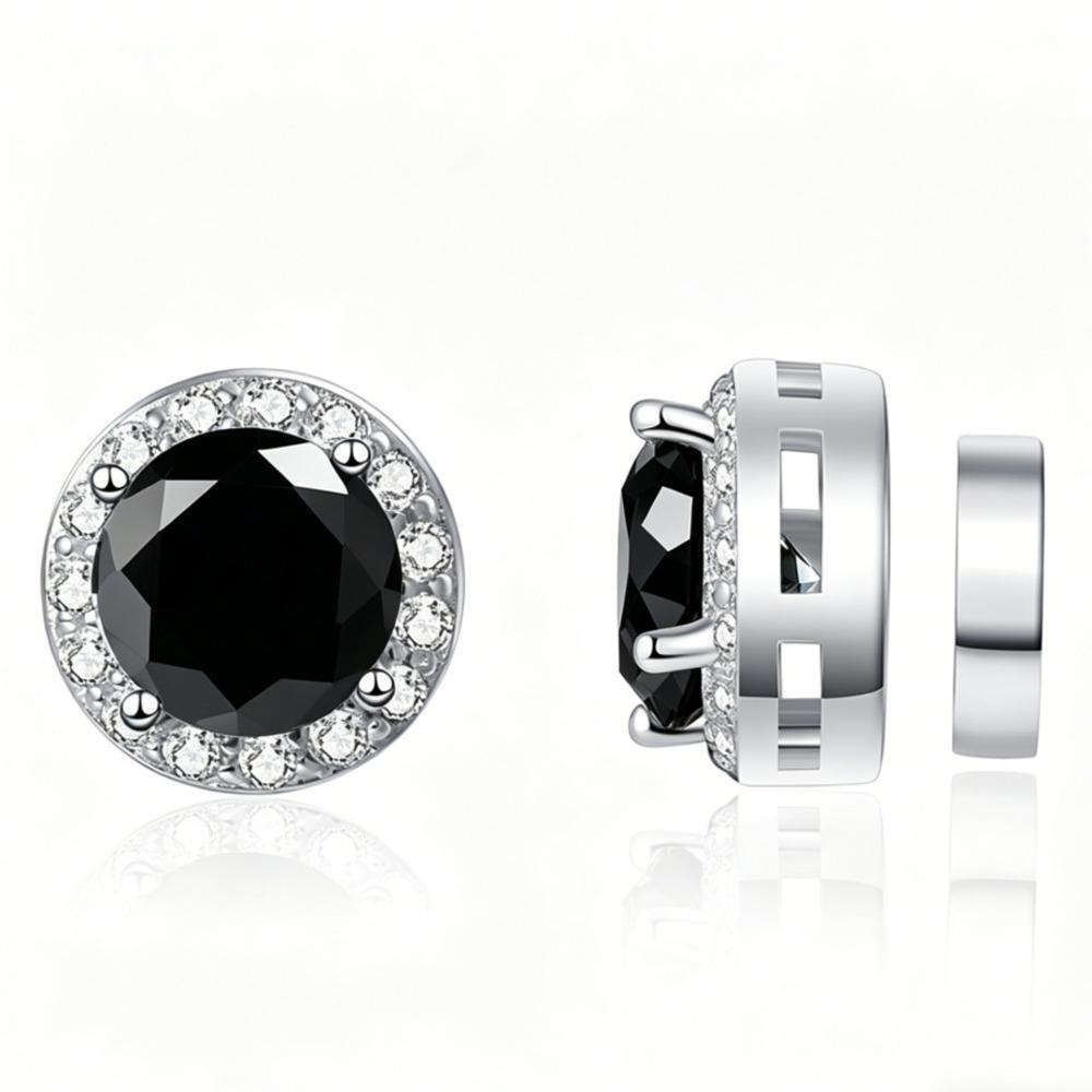 

6.5mm S925 Silver Non Piercing Magnetic Earrings Round Classic Moissanite Studs For Men Women D VVS1 Delicate Jewelry 6.5mm