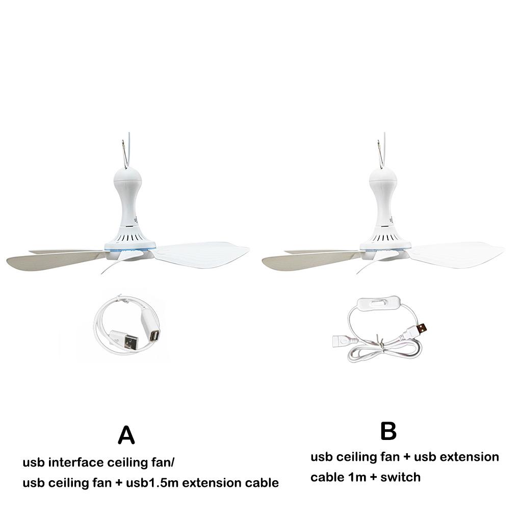 Ceiling Fan Hanging Fans 6 Leaves USB Outdoors Dual-Use Small Indoor for Camping Restaurant Canopy Tent Living Room
