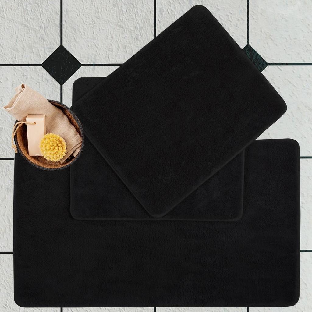 Buy Plush Black Bathroom Rug Set of 3 at affordable prices — free