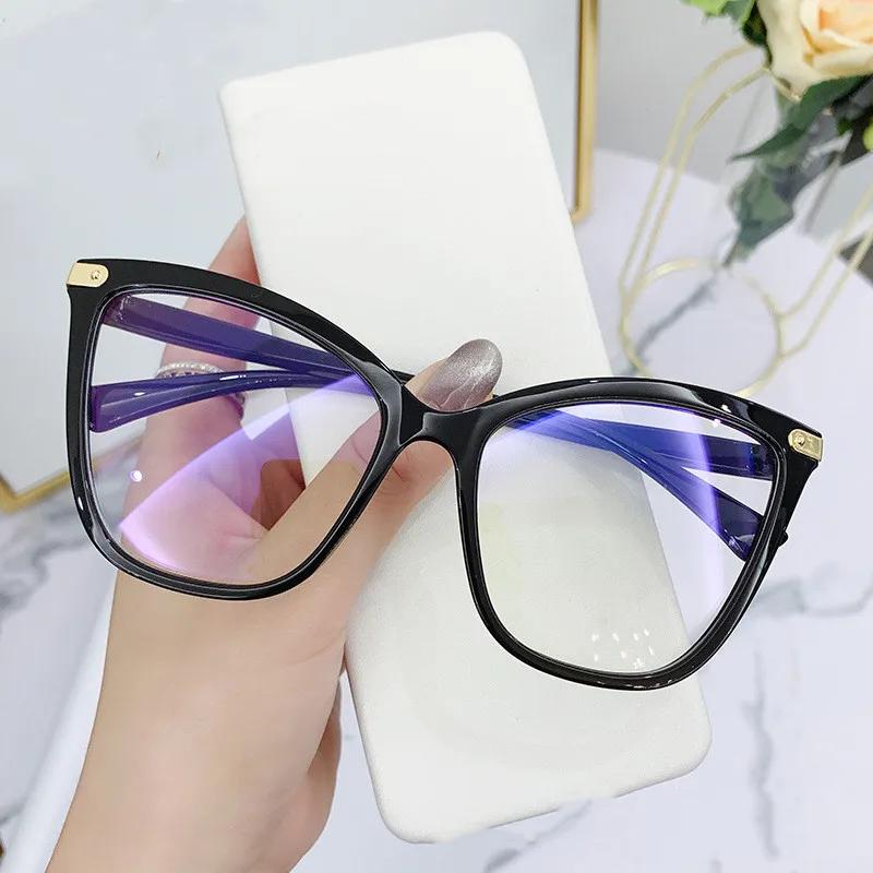 Fashion Cat Eye Glasses Frame Women Anti-Blue Light Eyeglasses Optical Computer Eyewear Radiation Protection Oversize Spectacle