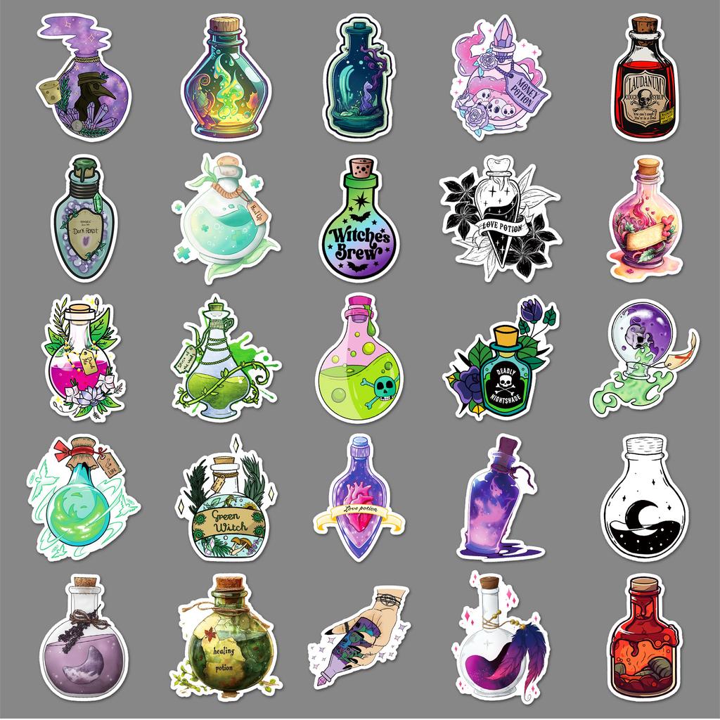 50 Magic Potion Graffiti Stickers Personalized Creative Decoration Mobile Phone Case Suitcase Water Cup Waterproof Stickers