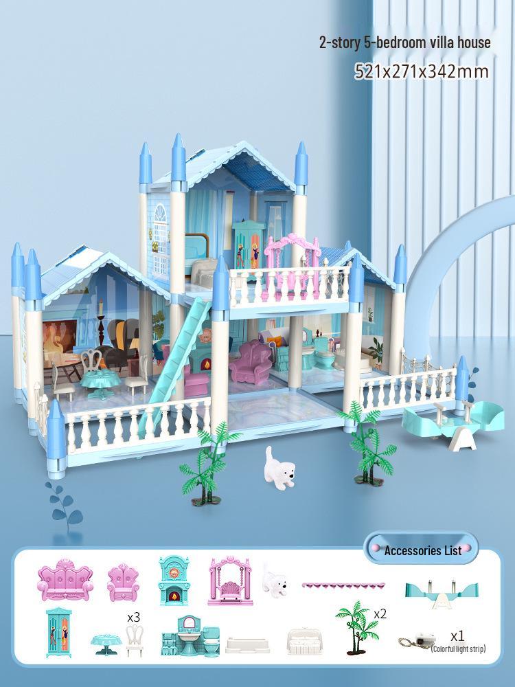 Princess Castle Dollhouse Playset: Puzzle Villa for Girls
