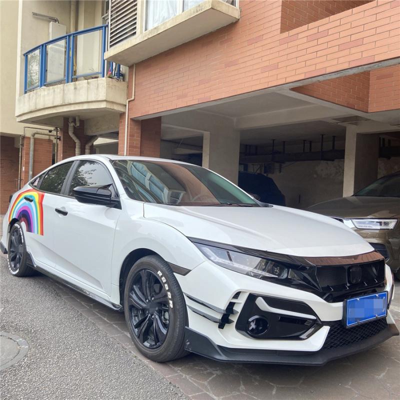 2 Stück Für Honda Civic Type R 2016-2021 Glänzend Schwarz Frontstoßstange Fänge Teiler Finnen Luftmesser