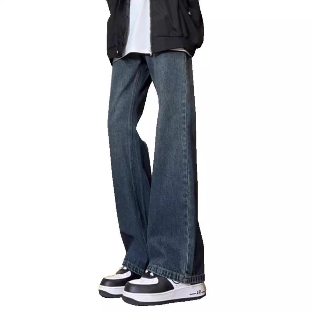 American Vintage Jeans Men's Spring Tide Brand Retro Washed Old Loose Straight Casual Micro-pull Trousers