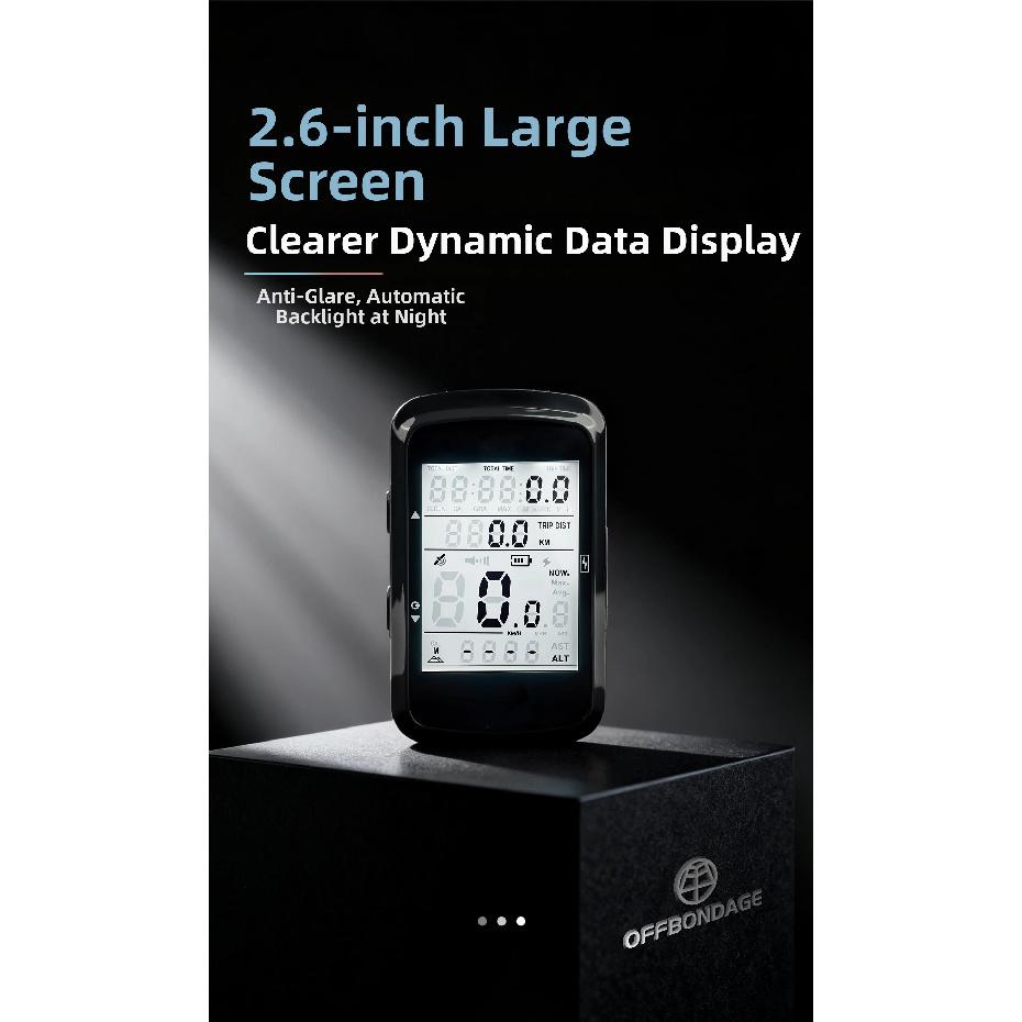 OFFBONDAGE Bicycle Computer Wireless GPS Bike Speedometer MTB Road Bike Cycling Odometer USB Rechargeable Digital Stopwatch