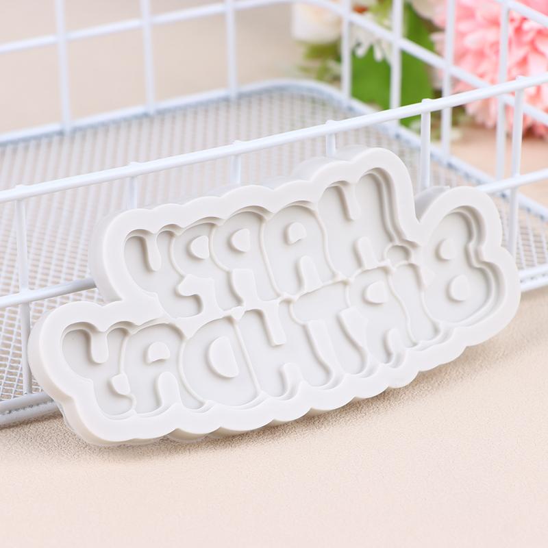 1Pc Silicone 3D Happy Birthday Mold DIY Ice Jelly Chocolate Mould English Letter Mold Bake Birthday Cake Decor Tool Mould
