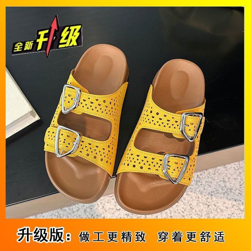Hollow sandals retro super fire high-end thick-soled cool slippers heightened Boken slippers women's summer wear 2025 new models