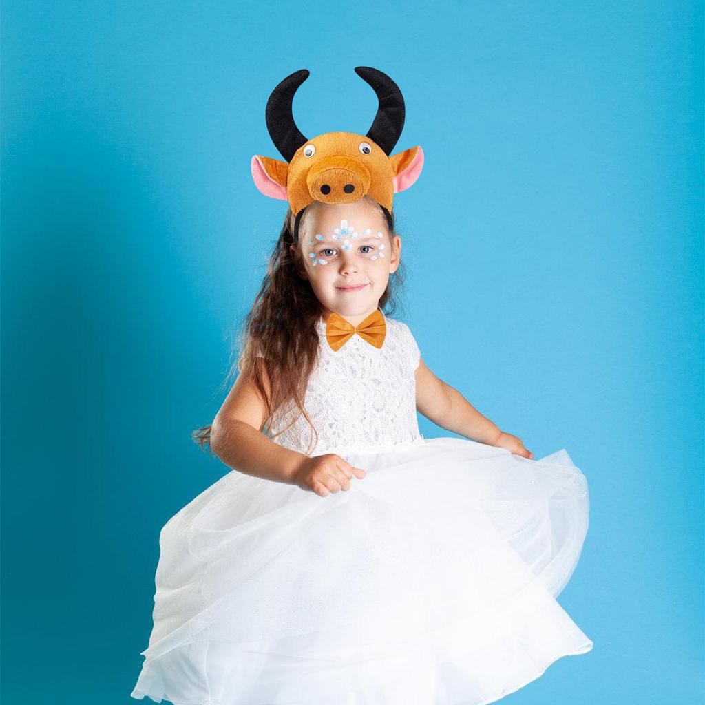Mouse/Pig/Cow/Monkey/Sheep/Tygers/Dog Costume Set Ears Headband Tail Bows Kid Halloween Christmas Animal Cosplay Props