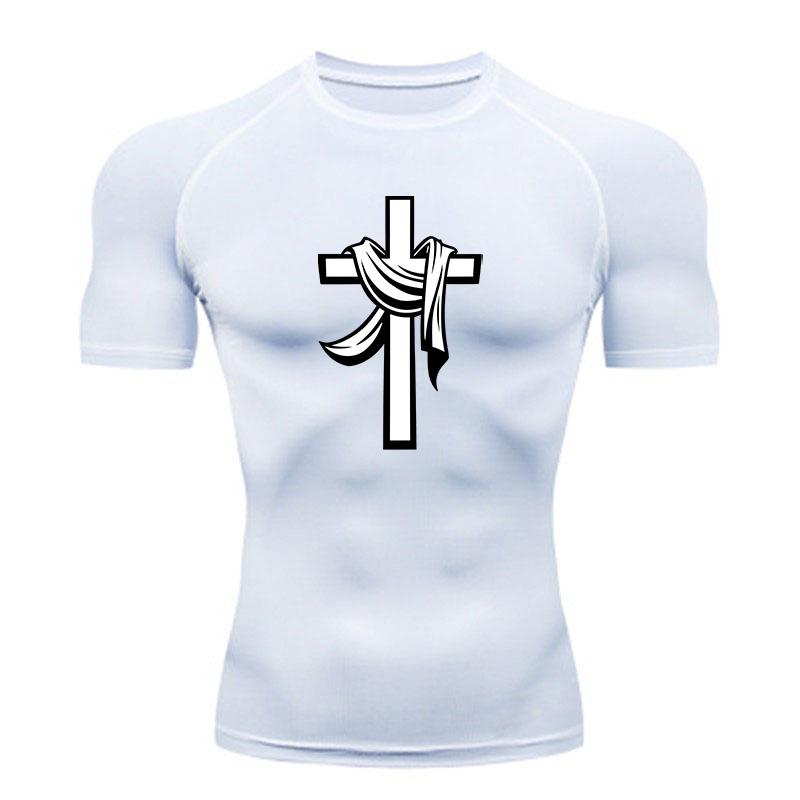 Men's Compression Athletic Workout T-Shirt, Stylish Christia