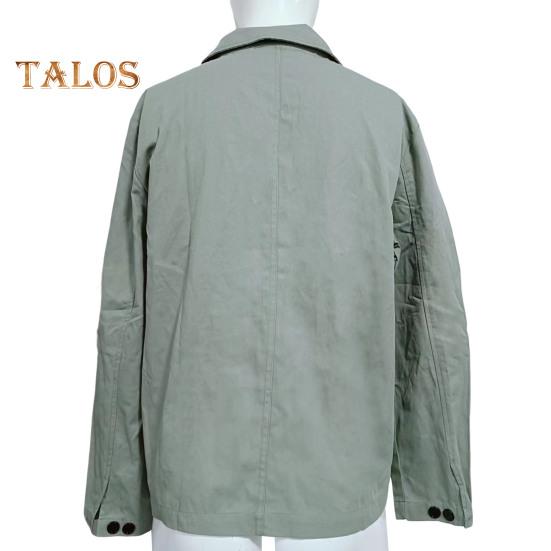 Men Jacket Lapel Long Sleeve Single Breasted Middle-aged Coat with Patch Pocket Solid Color Casual Jacket Outwear